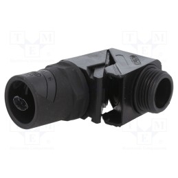1 pcs x HUMMEL - 1.513.2001.50 - 90° angled connector, Thread: metric,outside, polyamide, black