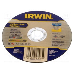 1 pcs x IRWIN - IW8082138 - Cutting wheel, Ø: 125mm, Øhole: 22.23mm