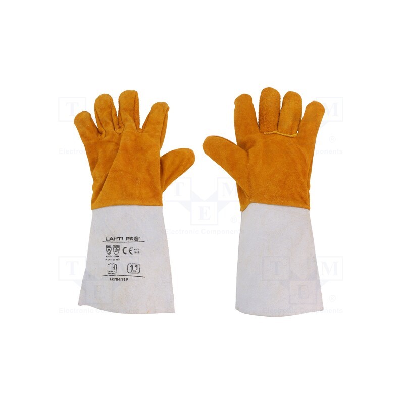 1 set x LAHTI PRO - L270411K - Protective gloves, Size: 11, natural leather, long