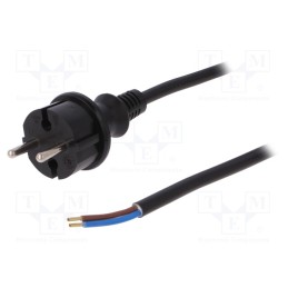 1 pcs x PLASTROL - W-98364 - Cable, 2x1.5mm2, CEE 7/17 (C) plug,wires, PVC, 3m, black, 16A, 250V