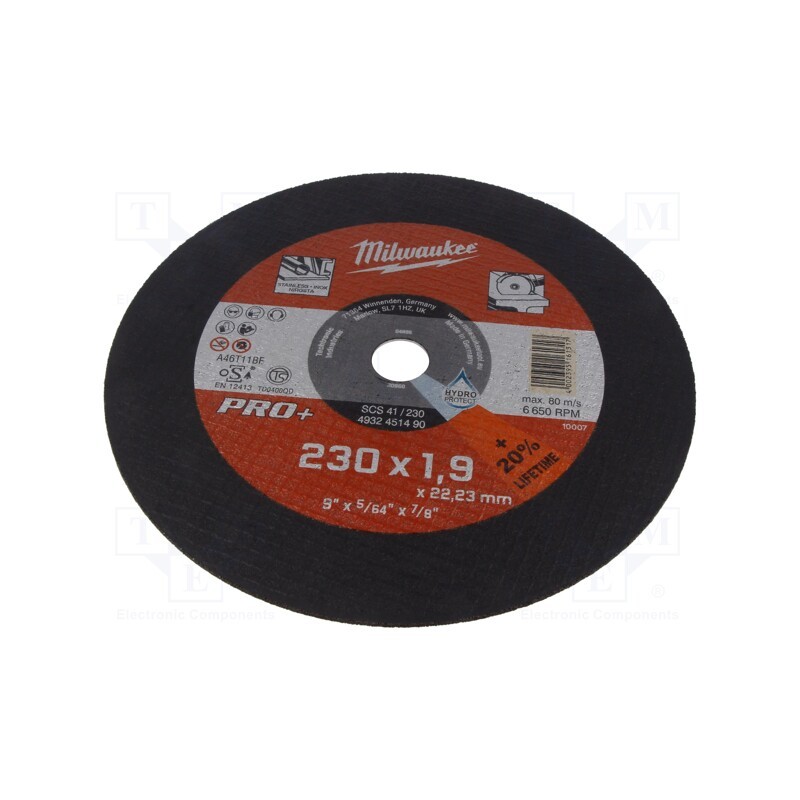 1 pcs x Milwaukee - 4932451490 - Cutting wheel, Ø: 230mm, Øhole: 22.2mm, Disc thick: 1.9mm
