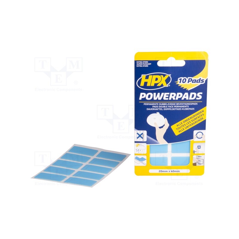 1 set x HPX - PA2040 - Tape: fixing, W: 20mm, L: 0.04m, Thk: 0.8mm, double-sided, max.60°C