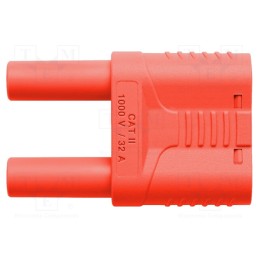 1 pcs x SCHu00dcTZINGER - SKURZ 6100 / 19-4 IG 2MB NI / RT - Stackable safety shunt, 4mm banana, 32A, 1kVAC, red, insulated
