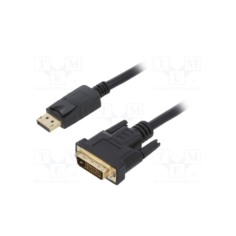 1 pcs x GEMBIRD - CC-DPM-DVIM-1M - Cable, DisplayPort plug,DVI-D (24+1) plug, PVC, 1m, black