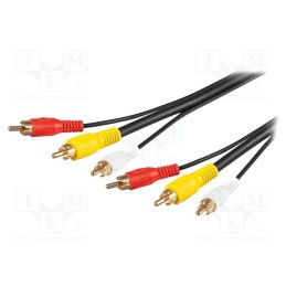 1 pcs x Goobay - 50139 - Cable, RCA plug x3,both sides, 1.5m, Plating: gold-plated