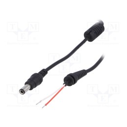 1 pcs x AKYGA - AK-SC-06 - Cable, 2x0.5mm2, wires,DC 6,3/3,0 plug, straight, black, 1.2m