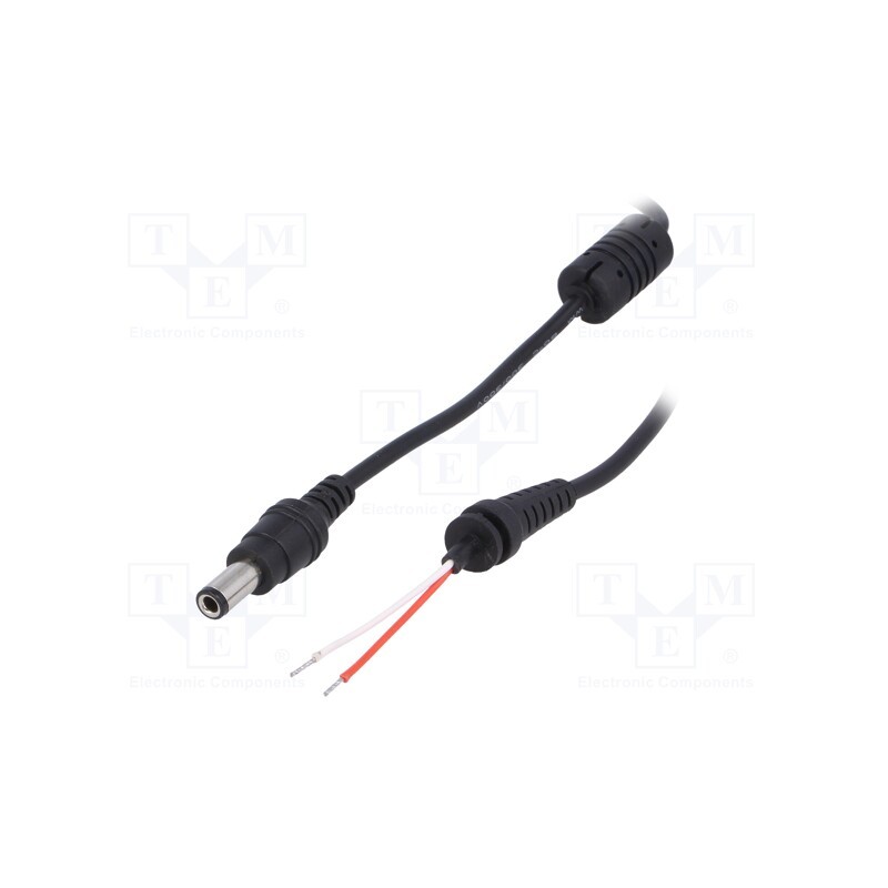 1 pcs x AKYGA - AK-SC-06 - Cable, 2x0.5mm2, wires,DC 6,3/3,0 plug, straight, black, 1.2m