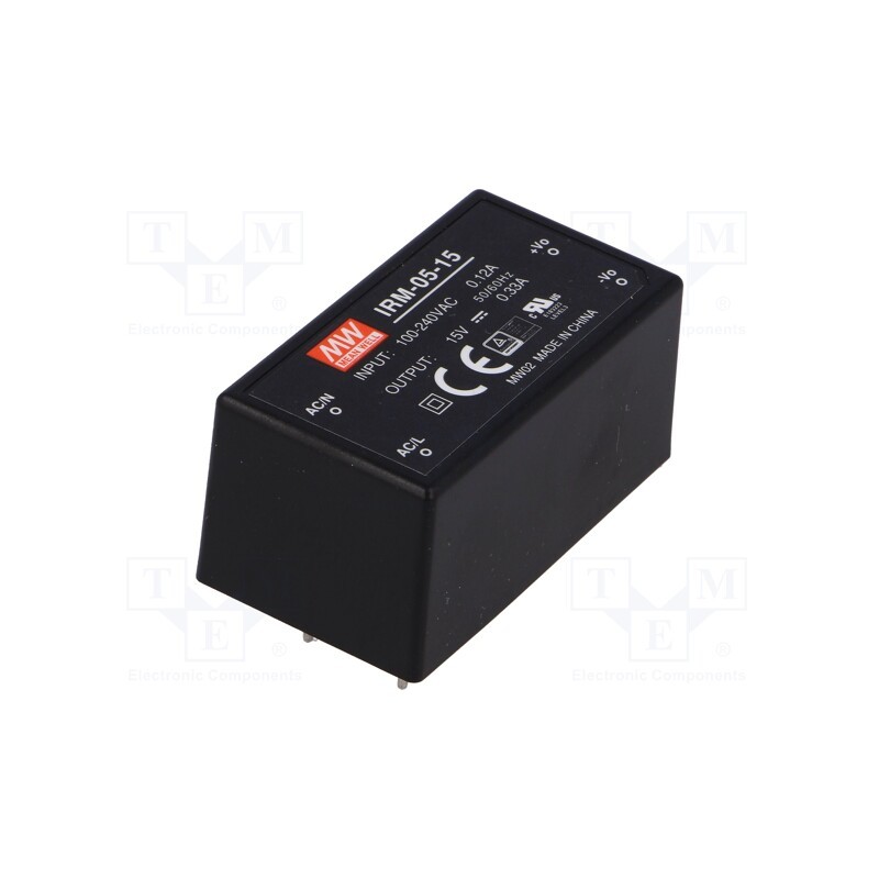 1 pcs x MEAN WELL - IRM-05-15 - Converter: AC/DC, 4.95W, 85÷264VAC, Usup: 120÷370VDC, Uout: 15VDC
