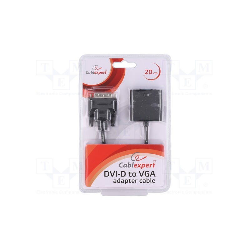 1 pcs x GEMBIRD - AB-DVID-VGAF-01 - Converter, D-Sub 15pin HD socket,DVI-D (24+1) plug, 0.2m, black