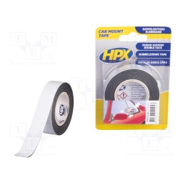 1 rol x HPX - ZC0025 - Tape: fixing, W: 19mm, L: 2m, double-sided, black