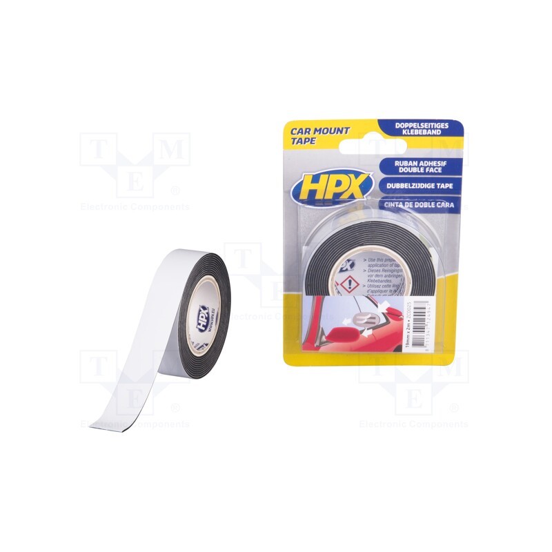 1 rol x HPX - ZC0025 - Tape: fixing, W: 19mm, L: 2m, double-sided, black