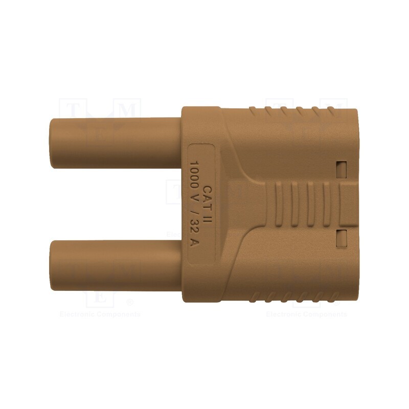 1 pcs x SCHu00dcTZINGER - SKURZ 6100 / 19-4 IG 2MB NI / BR - Stackable safety shunt, 4mm banana, 32A, 1kVAC, brown, insulated