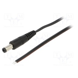 1 pcs x WEST POL - P25-TT-T035-050BK - Cable, 2x0.35mm2, wires,DC 5,5/2,5 plug, straight, black, 0.5m