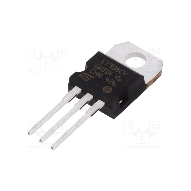 3 pcs x STMicroelectronics - L7908CV-DG - IC: voltage regulator, linear,fixed, -8V, 1.5A, TO220AB, THT,
