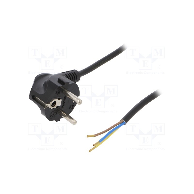 1 pcs x PLASTROL - W-97156 - Cable, 3G0.75mm2, CEE 7/7 (E/F) plug angled,wires,SCHUKO plug