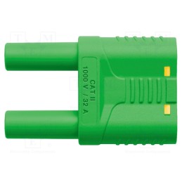 1 pcs x SCHu00dcTZINGER - SKURZ 6100 / 19-4 IG 2MB NI / GNGE - Stackable safety shunt, 4mm banana, 32A, 1kVAC, yellow-green