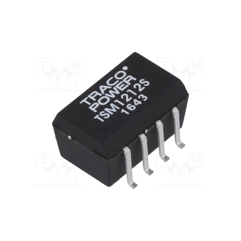 1 pcs x TRACO POWER - TSM 1212S - Converter: DC/DC, 1W, Uin: 10.8÷13.2V, Uout: 12VDC, Iout: 80mA, SMD