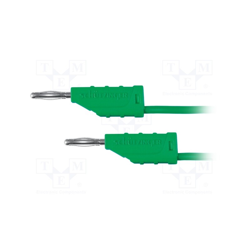 1 pcs x SCHu00dcTZINGER - MFK 11 / 0.5 / 25 / GN - Test lead, 70VDC, 33VAC, 10A, banana plug 2mm,both sides, green