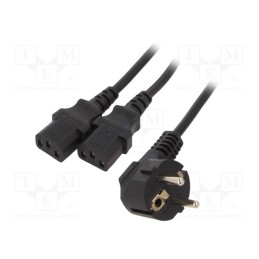 1 pcs x GEMBIRD - PC-186-ML6 - Cable, 3x1mm2, CEE 7/7 (E/F) plug angled,IEC C13 female x2, PVC