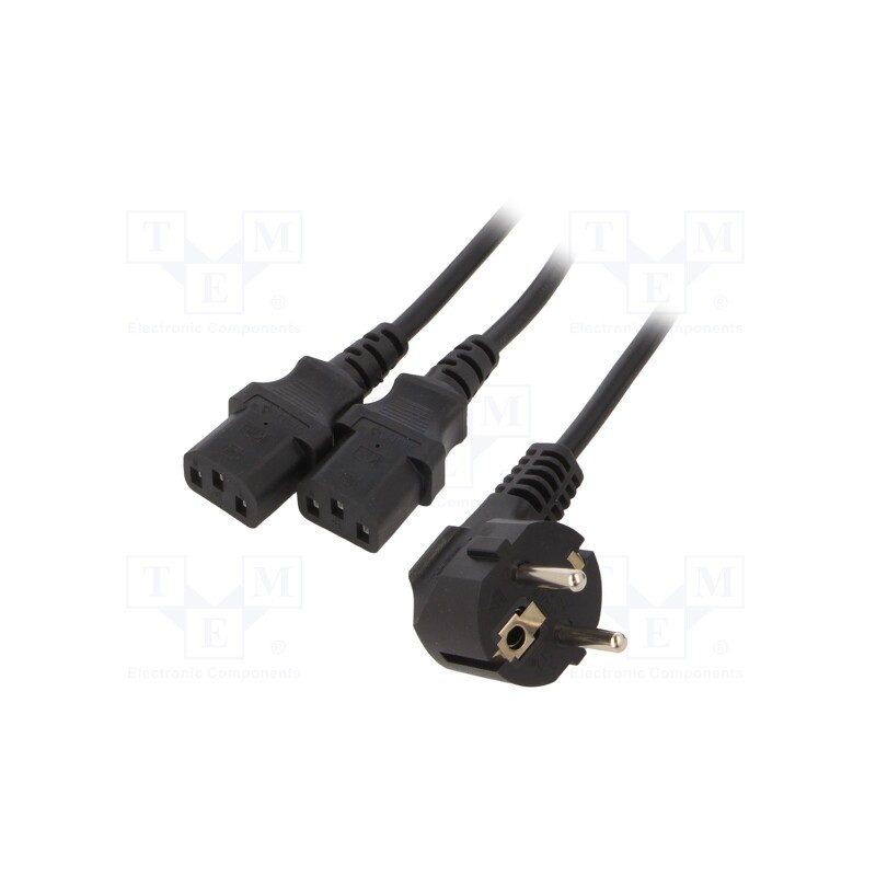 1 pcs x GEMBIRD - PC-186-ML6 - Cable, 3x1mm2, CEE 7/7 (E/F) plug angled,IEC C13 female x2, PVC
