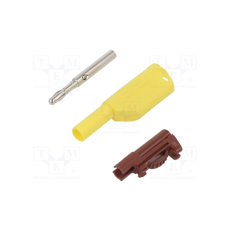 1 pcs x SCHu00dcTZINGER - SFK 8500 S NI / AS / GE - Plug, 4mm banana, 32A, 1kV, yellow, insulated, Max.wire diam: 4mm
