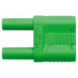 1 pcs x SCHu00dcTZINGER - SKURZ 6100 / 19-4 IG 2MB NI / GN - Stackable safety shunt, 4mm banana, 32A, 1kVAC, green, insulated