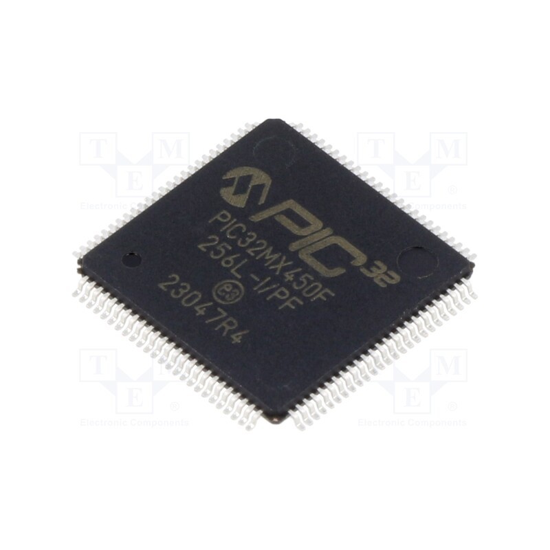 1 pcs x MICROCHIP TECHNOLOGY - PIC32MX450F256L-I/PF - IC: PIC microcontroller, 256kB, 2.3÷3.6VDC, SMD, TQFP100, PIC32
