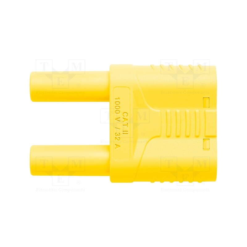 1 pcs x SCHu00dcTZINGER - SKURZ 6100 / 19-4 IG 2MB NI / GE - Stackable safety shunt, 4mm banana, 32A, 1kVAC, yellow, insulated