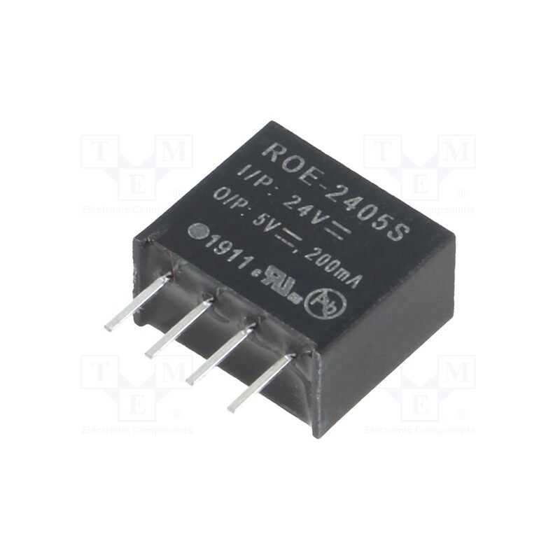 1 pcs x RECOM - ROE-2405S - Converter: DC/DC, 1W, Uin: 21.6÷26.4V, Uout: 5VDC, Iout: 200mA, SIP4