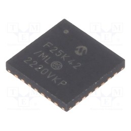 1 pcs x MICROCHIP TECHNOLOGY - PIC18F25K42-E/ML - IC: PIC microcontroller, 64MHz, 2.3÷5.5VDC, SMD, QFN28, PIC18,