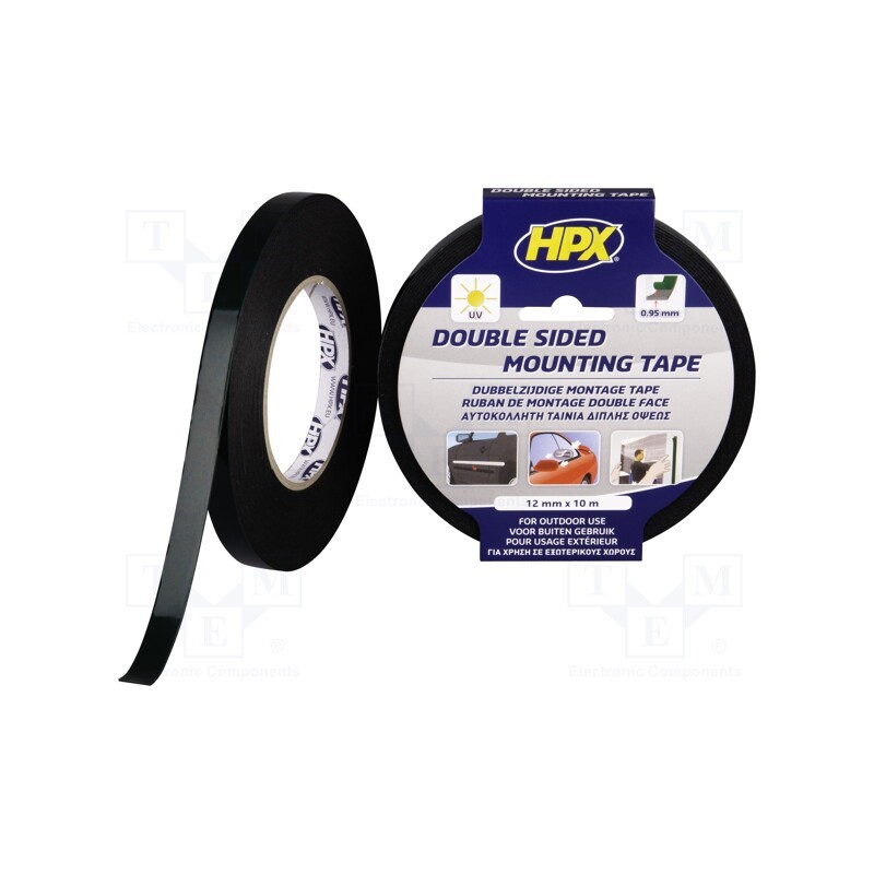 1 rol x HPX - DM1210 - Tape: fixing, W: 12mm, L: 10m, Thk: 950um, double-sided, acrylic