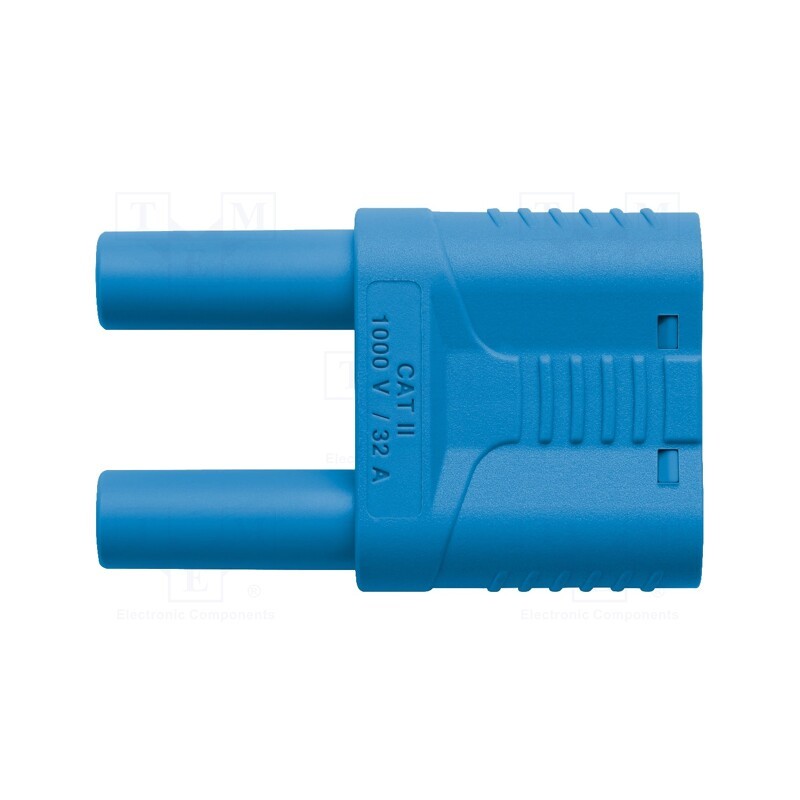 1 pcs x SCHu00dcTZINGER - SKURZ 6100 / 19-4 IG 2MB NI / BL - Stackable safety shunt, 4mm banana, 32A, 1kVAC, blue, insulated