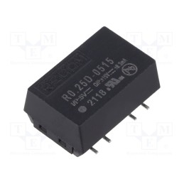 1 pcs x RECOM - R0.25D-0515 - Converter: DC/DC, 0.25W, Uin: 4.5÷5.5V, Uout: 15VDC, Uout2: -15VDC