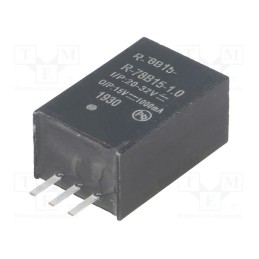 1 pcs x RECOM - R-78B15-1.0 - Converter: DC/DC, 15W, Uin: 20÷32V, Uout: 15VDC, Iout: 1A, SIP3, PCB
