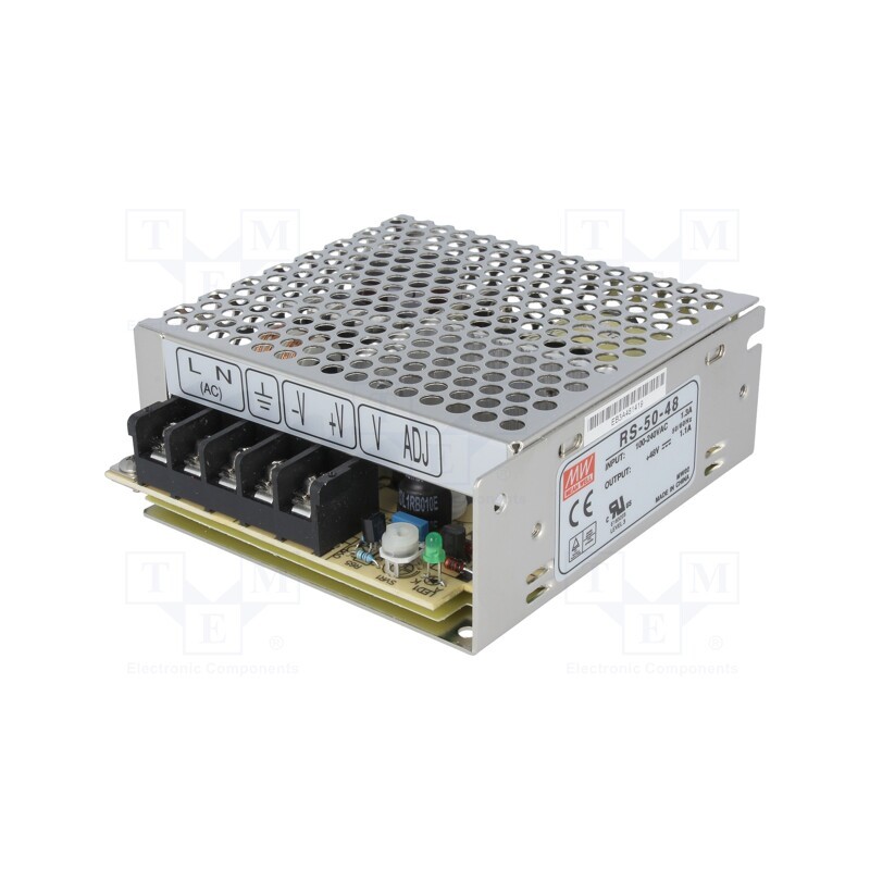 1 pcs x MEAN WELL - RS-50-48 - Power supply: switched-mode, for building in,modular, 50W, 48VDC