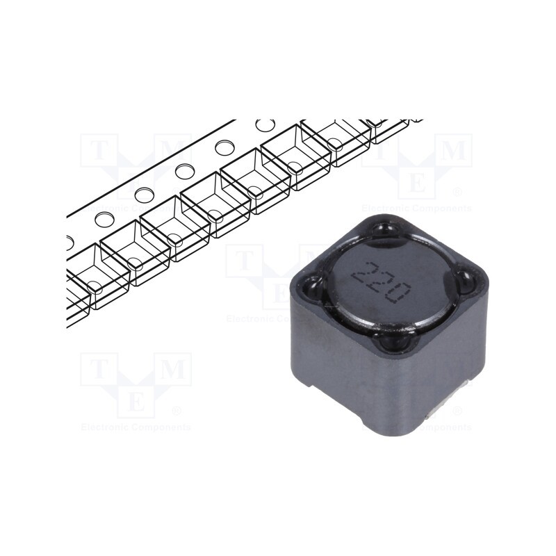 5 pcs x Viking - PCS129MT220 - Inductor: wire, SMD, 22uH, 5A, 39mΩ, ±20%, 12x12x10mm, -40÷125°C