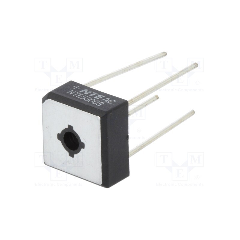 1 pcs x NTE Electronics - NTE53003 - Bridge rectifier: single-phase, Urmax: 800V, If: 10A, Ifsm: 200A