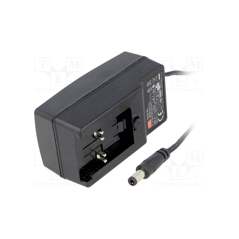 1 pcs x MEAN WELL - GE30I24-P1J - Power supply: switched-mode, plug, 24VDC, 1.25A, 30W, Out: 5,5/2,1
