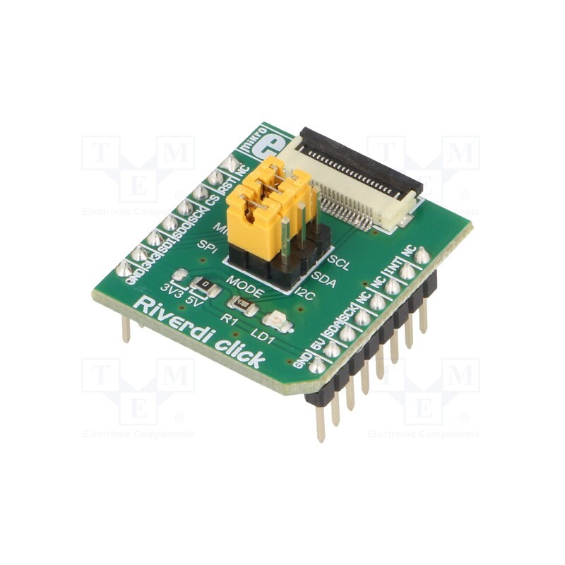 1 pcs x MIKROE - RIVERDI CLICK - Click board, adapter, I2C,SPI, prototype board, 3.3VDC,5VDC