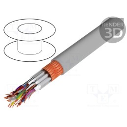 1 m x LAPP - 34065 - Wire, Li-2Y-CY-PIMF, 10x2x0.5mm2, PVC, grey, 250V, flame retardant
