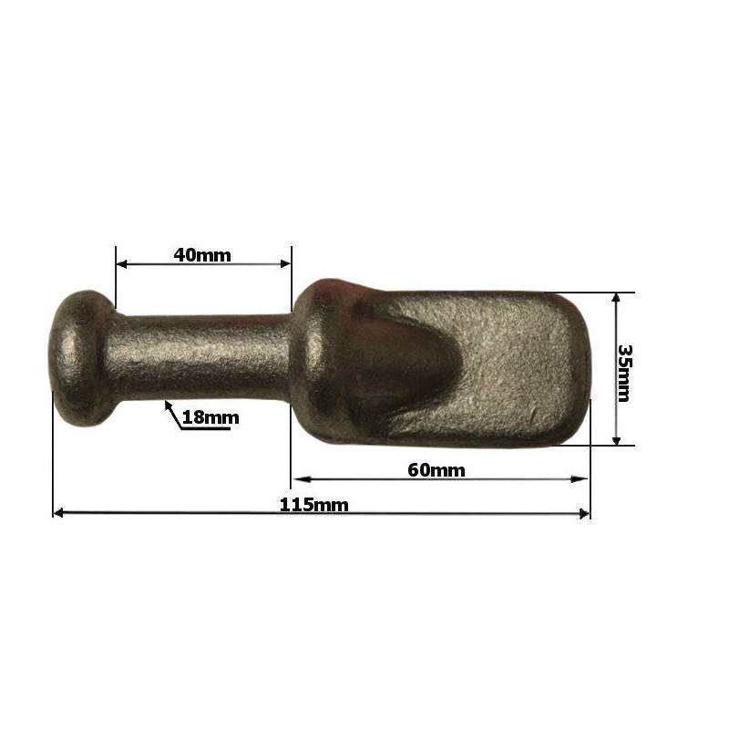 The side fastening pin is forged on a 18mm foot