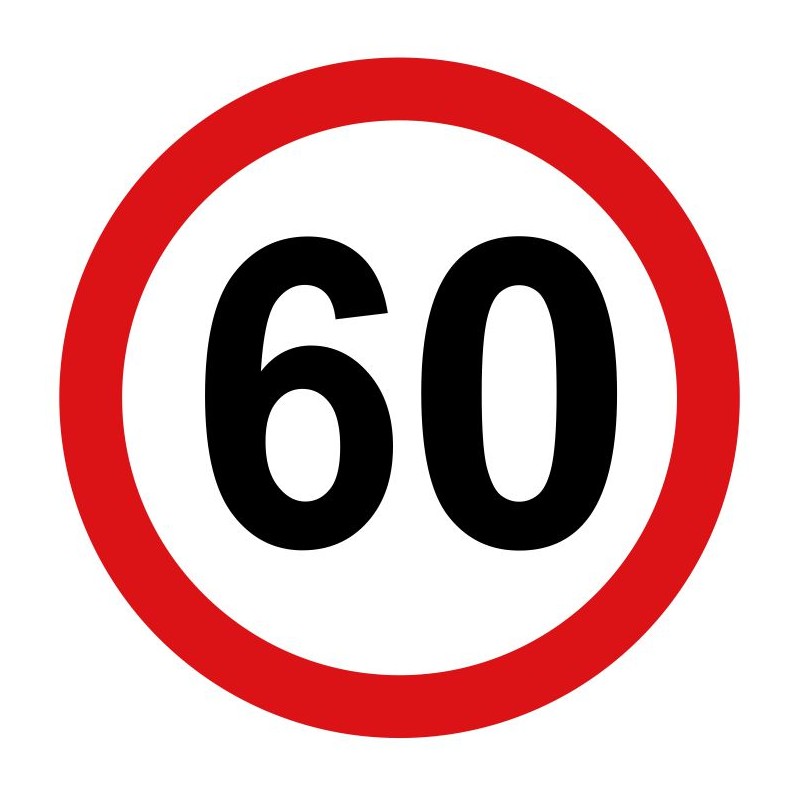 Sticker speed limit 60km sign width 20cm
