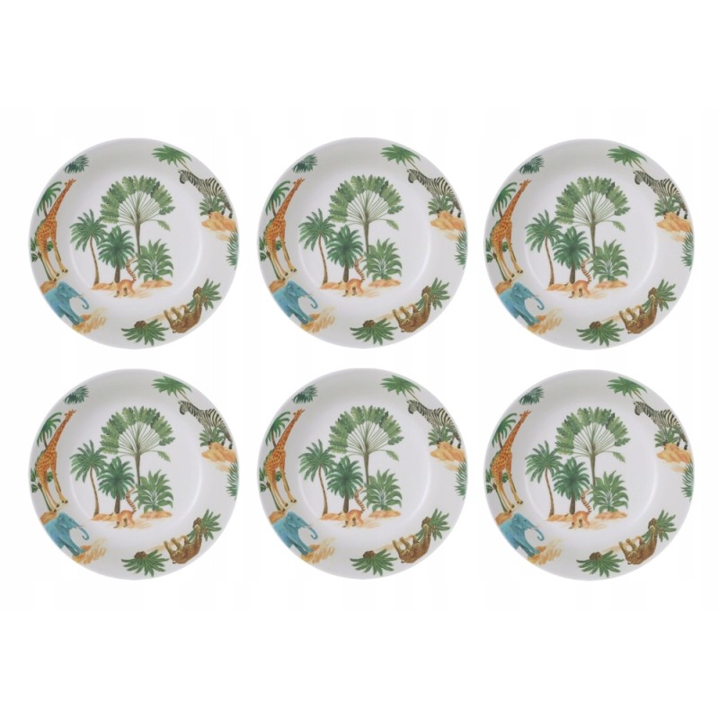 Melamine deep plate with animals, set of 6 pcs