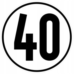 Sticker speed limit 40km sign diameter 16cm