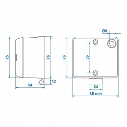 Red fog lamp 75x85x51mm mounting