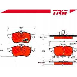 Brake pads opel front astra g zafira trw