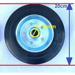 2 metal and rubber wheels, diameter 200, diameter 20 cm, for a 230 kg trolley