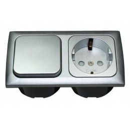 Silver switch, socket, isobox haba frame