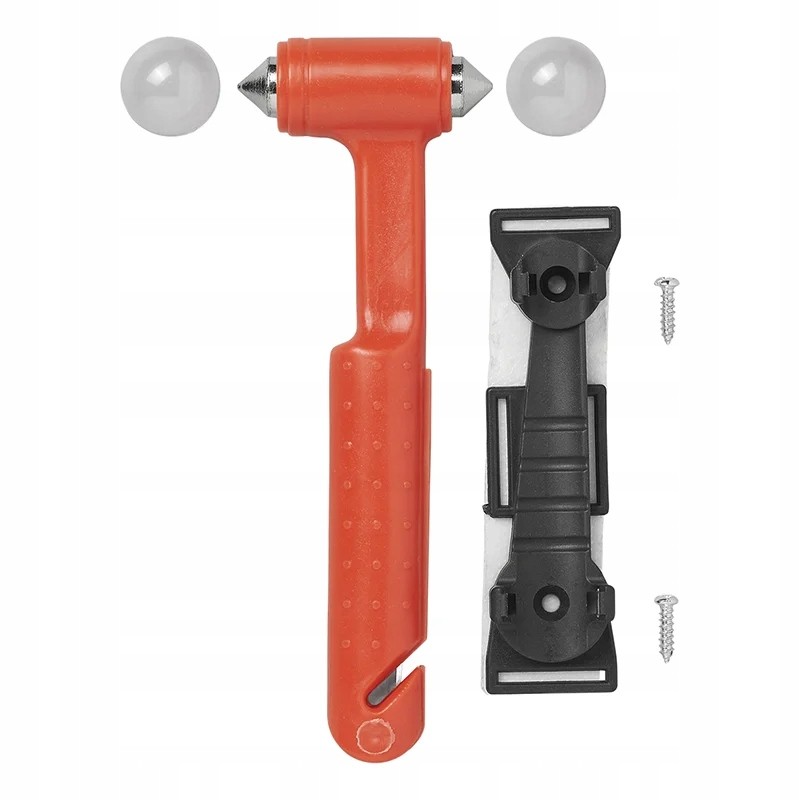 Emergency evacuation hammer for windows and seat belt knife