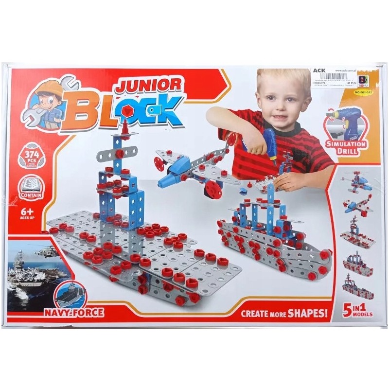 Toy construction set 374 pieces with a screwdriver